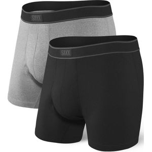 Saxx Underwear - Boxers en slips - Daytripper Bb Fly 2Pk M Black/Grey Heather voor Heren - Maat S - Grijs
