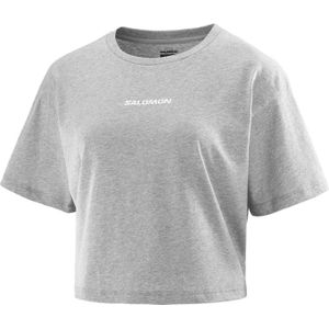 Salomon - Dames t-shirts - Logo Twist SS Tee W Heather Grey voor Dames van Katoen - Maat M - Grijs