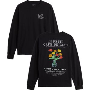 Vans - Cafe Vans LS Tee - T-shirt - Zwart - Katoen