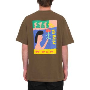 Volcom - T-shirts - Featured Art Arthur Longo 1 LSE Dark Earth voor Heren van Katoen - Maat L - Bruin
