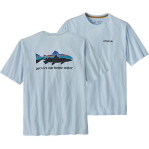Patagonia - T-shirts - M's Home Water Trout Organic T-Shirt Chilled Blue voor Heren van Katoen - Maat L - Blauw