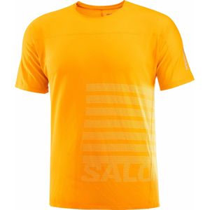 Salomon - Trail / Running kleding - Sense Aero SS Tee Gfx M Zinnia White voor Heren - Maat XL - Oranje