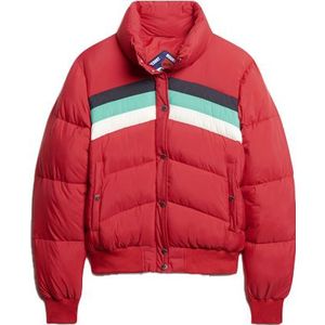 Superdry - Jassen - Retro Panel Short Puffer Coat Alpine Red voor Dames van Nylon - Maat M - Rood