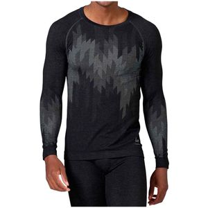 Odlo - Thermokleding - BL Top Crew Neck L/S Kinship 200 Black Melange voor Heren van Wol - Maat L - Zwart