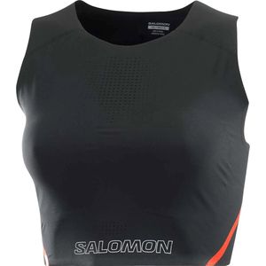 Salomon - Trail / Running dameskleding - S/Lab Speed Short Tank W Deep Black/Fiery Red voor Dames - Maat M - Zwart