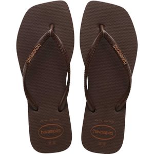 Havaianas - Dames sandalen en slippers - Square Logo Pop Up Dark Brown voor Dames - Maat 39-40 - Bruin