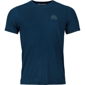Ortovox - Wandel- en bergsportkleding - 120 Cool Tec Mtn Stripe T-Shirt M Deep Ocean voor Heren van Wol - Maat M - Marine blauw