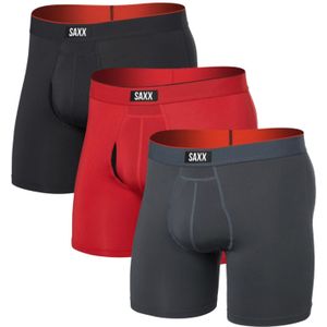 Saxx Underwear - Multi-Sport Mesh BB 3pk Sunset Red/Trblnce/FD Blk voor Heren - Maat L - Rood