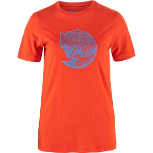 Fjall Raven - Dames wandel- en bergkleding - Abisko Wool Fox SS W Flame Orange Ultramarine voor Dames van Wol - Maat M - Oranje