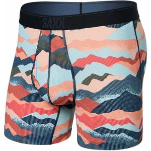 Saxx Underwear - Wandel- en bergsportkleding - Quest QDM Boxer Brief Fly Mountain Abstract Multi voor Heren - Maat S - Roze