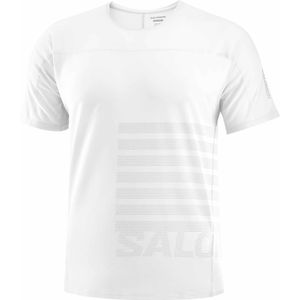 Salomon - Trail / Running kleding - Sense Aero SS Tee Gfx M White/Frost Gray voor Heren - Maat L - Wit