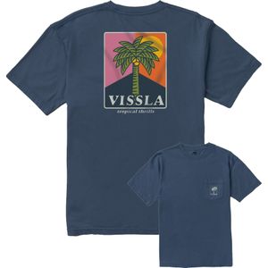 Vissla - T-shirts - Tropical Thrills Premium Organic PKT Tee Navy voor Heren van Katoen - Maat XL - Marine blauw