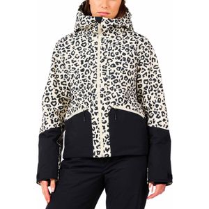 Rossignol - Dames ski jassen - W Rochrun Allover Jacket Nature Wild Leopard Print voor Dames - Maat M - Beige