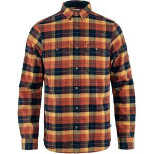 Fjall Raven - Blouses - Singi Heavy Flannel Shirt M Autumn Leaf Dark Navy voor Heren van Katoen - Maat L - Oranje