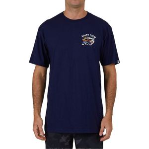 Salty Crew - T-shirts - Fish Fight Standard S/S Tee Navy voor Heren van Katoen - Maat L - Marine blauw