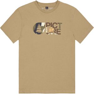 Picture Organic Clothing - T-shirts - Basement Arashi Tee Dark Stone voor Heren van Katoen - Maat L - Beige