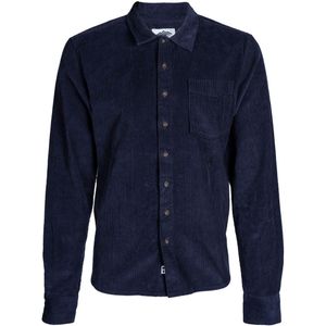 Snowleader - Blouses - Deep Night Corduroy Shirt voor Heren - Maat L - Marine blauw