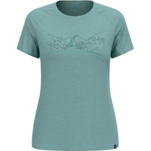 Odlo - Dames wandel- en bergkleding - Ascent PW 130 Run Bike Hike T-Shirt Crew Neck SS Arctic Melange voor Dames van Katoen - Maat M - Groen