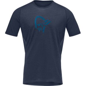 Norrona - Mountainbike kleding - FjÃ¸rÃ¥ Wool T-Shirt M'S Indigo Night/Mykonos Blue voor Heren van Wol - Maat L - Blauw