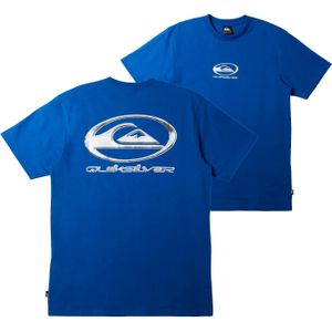 Quiksilver - T-shirts - Chrome Logo SS Stn Monaco Blue voor Heren van Katoen - Maat L - Blauw