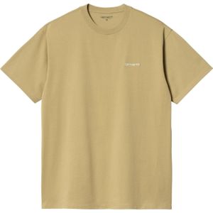 Carhartt - T-shirts - S/S Script Embroidery T-Shirt Agate / White voor Heren - Maat S - Beige