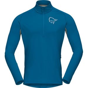 Norrona - Mountainbike kleding - FjÃ¸rÃ¥ Equaliser Long Sleeve Zip Top M'S Mykonos Blue/Castor Grey voor Heren - Maat L - Blauw