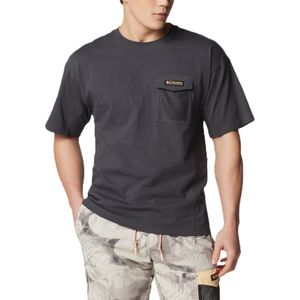 Columbia - T-shirts - Painted Peak Knit SS Top Shark voor Heren van Katoen - Maat M - Grijs