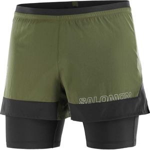 Salomon - Trail / Running kleding - Cross 2In1 Shorts M Grape Leaf/Deep Black voor Heren - Maat M - Kaki