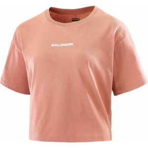 Salomon - Dames t-shirts - Logo Twist SS Tee W Light Mahogany voor Dames van Katoen - Maat L - Roze