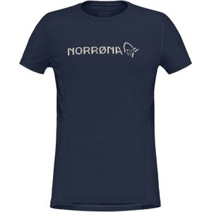 Norrona - Dames thermokleding - Falketind Equaliser Merino T-Shirt W'S Indigo Night voor Dames - Maat L - Marine blauw