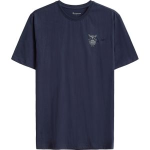 Knowledge Cotton Apparel - T-shirts - Single Jersey Small Chest Print T-Shirt Night Sky voor Heren van Katoen - Maat L - Marine blauw