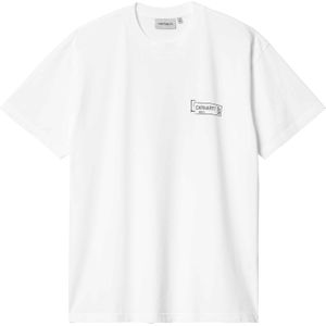 Carhartt - T-shirts - S/S Stamp T-Shirt White / Black Stone Washed voor Heren - Maat L - Wit
