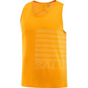 Salomon - Trail / Running kleding - Sense Aero Singlet Gfx M Zinnia White voor Heren - Maat S - Oranje