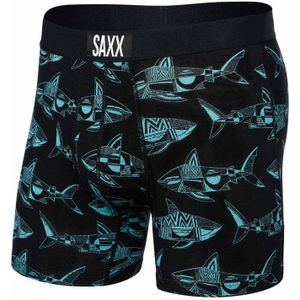 Saxx Underwear - Wandel- en bergsportkleding - Vibe Super Soft Boxer Brief Erik Abel Sharks voor Heren - Maat L - Zwart