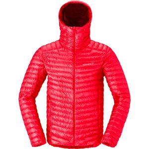 Norrona - Merken - Trollveggen Down800 Super Light Hood M Flame Scarlet voor Heren - Maat L - Rood