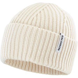 Salomon - Mutsen - Snowbird Beanie Whisper White voor Unisex van Wol - Beige