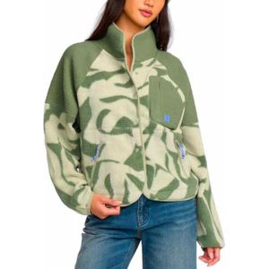 Billabong - Merken - Popoyo Snap Up Fleece Jacket W Seagrass voor Dames van Gerecycled Polyester - Maat S - Groen