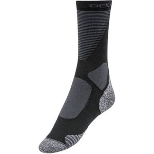 Odlo - Langlaufkleding - Socks Crew Active Warm XC Black - Odlo Graphite Grey voor Unisex van Wol - Maat 42-44 - Grijs