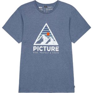 Picture Organic Clothing - T-shirts - Authentic Tee Dark Blue Melange voor Heren van Katoen - Maat M - Marine blauw