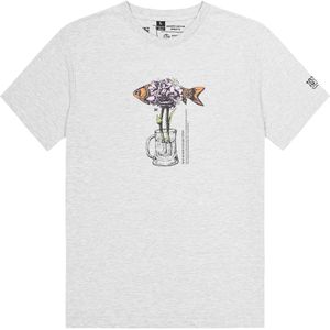 Picture Organic Clothing - T-shirts - D&S Bouquet Tee Grey Melange voor Heren van Gerecycled Polyester - Maat M - Grijs