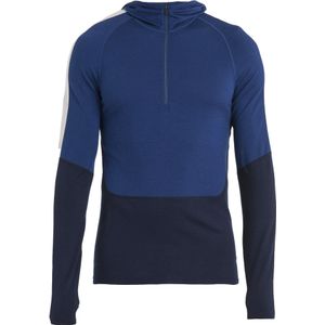 Icebreaker - Thermokleding - M Merino 200 Sonebula LS Half Zip Hood Mid Nvy/Royal Nvy/Snow/Cb voor Heren - Maat L - Marine blauw