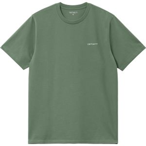 Carhartt - T-shirts - S/S Script Embroidery T-Shirt Park / White voor Heren - Maat M - Groen