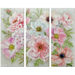 Painting DKD Home Decor Flowers 60 x 3 x 150 cm Shabby Chic (3 Pieces)