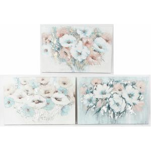 Schilderij DKD Home Decor 120 x 3,5 x 80 cm Bloemen Shabby Chic (3 stuks)