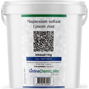 Epsom Zout – Epsom Salt – Badzout – Bitter Zout – Magnesiumsulfaat poeder - 1 Kilogram per verpakking Foodgrade kwaliteit