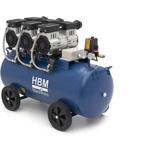 HBM - Low Noise - Compressor - 90 Liter - Olievrij - Maximaal 8 Bar
