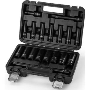 HBM - Krachtdoppenset - 1/2 inch - 18-delig - Met Verlengstukken