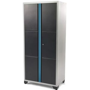 HBM Deluxe Dubbele Professionele Gereedschapskast voor Werkplaatsinrichting zwart blauw