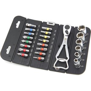 AOK 23 Delige Professionele 1/4 inch Doppenset en Bitset met Ratel in handige Opbergetui