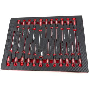 HBM 23 Delige Schroevendraaierset in Carbon Foam inlay voor Gereedschapswagen